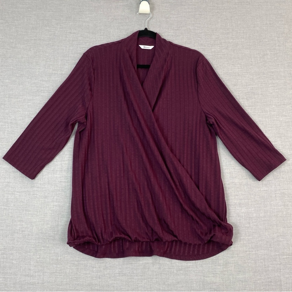 Reitmans Criss Cross Front Top Womens Sz XL Elastic Waist Three Quarter Sleeves